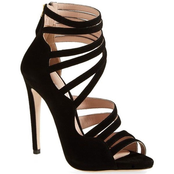 Miu Miu • Strappy Suede Black Heels - Picture 1 of 10